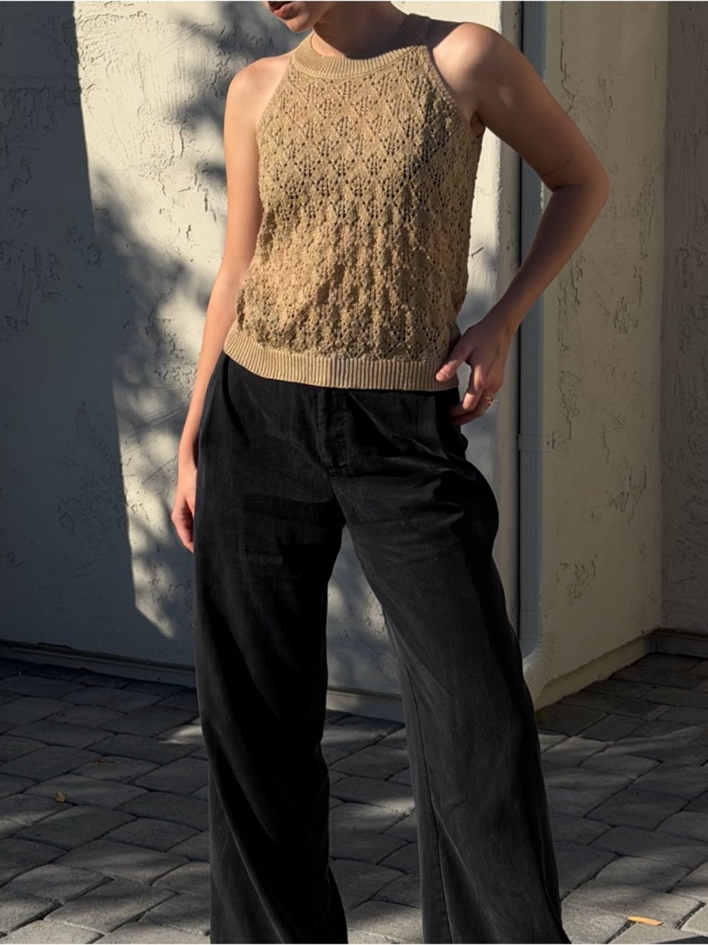 Boho Crochet Halter Tank Top / Summer Sweater - Size S